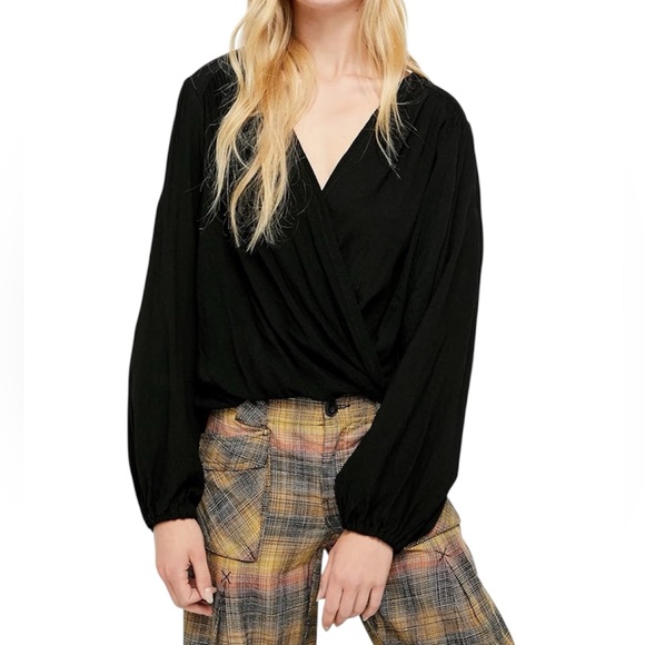 Free People Check On It Wrap Top - Picture 1 of 9